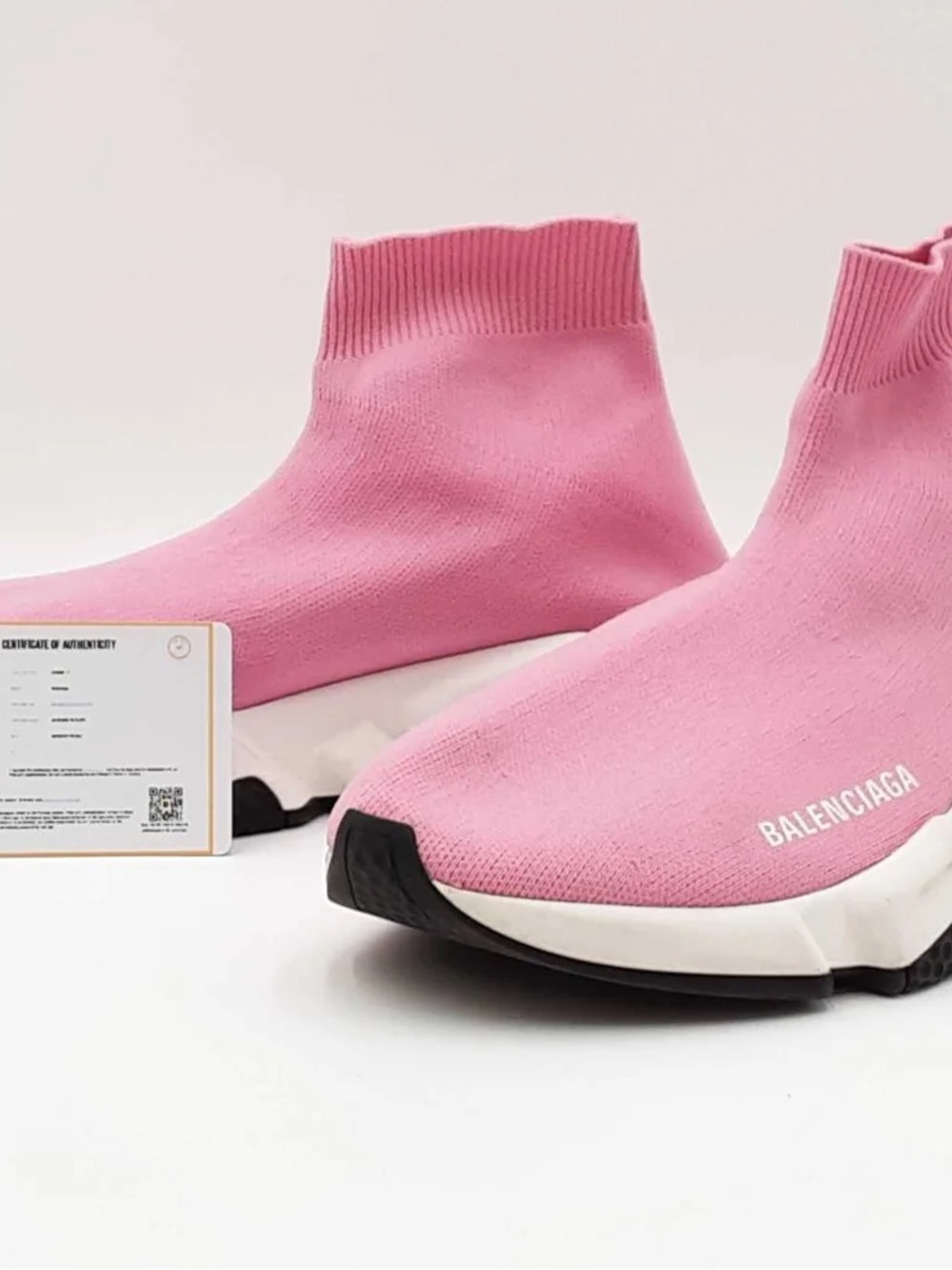Balenciaga Pink Knit Sock Sneakers with White Midsole